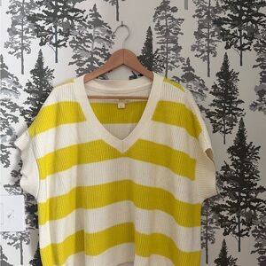 Anthropologie Maeve Yellow and White Knit Sweater